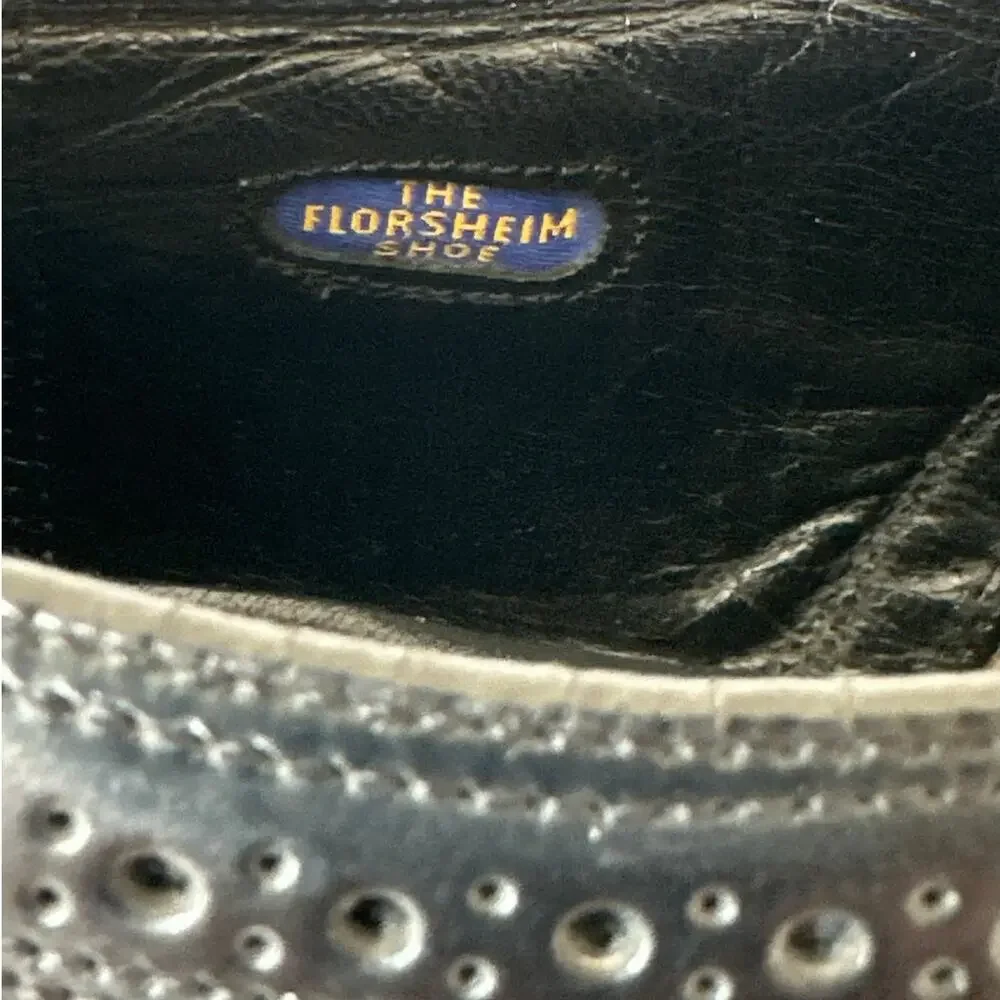 Florsheim Men's Oxford Dress Shoes 75912 Black Sz 9.5 3E Wingtip Classic Leather